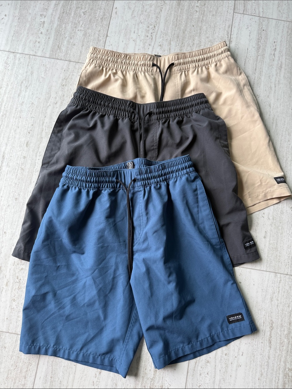 Volcom Men's Hybrid Shorts Pack — Blue, Black, Tan